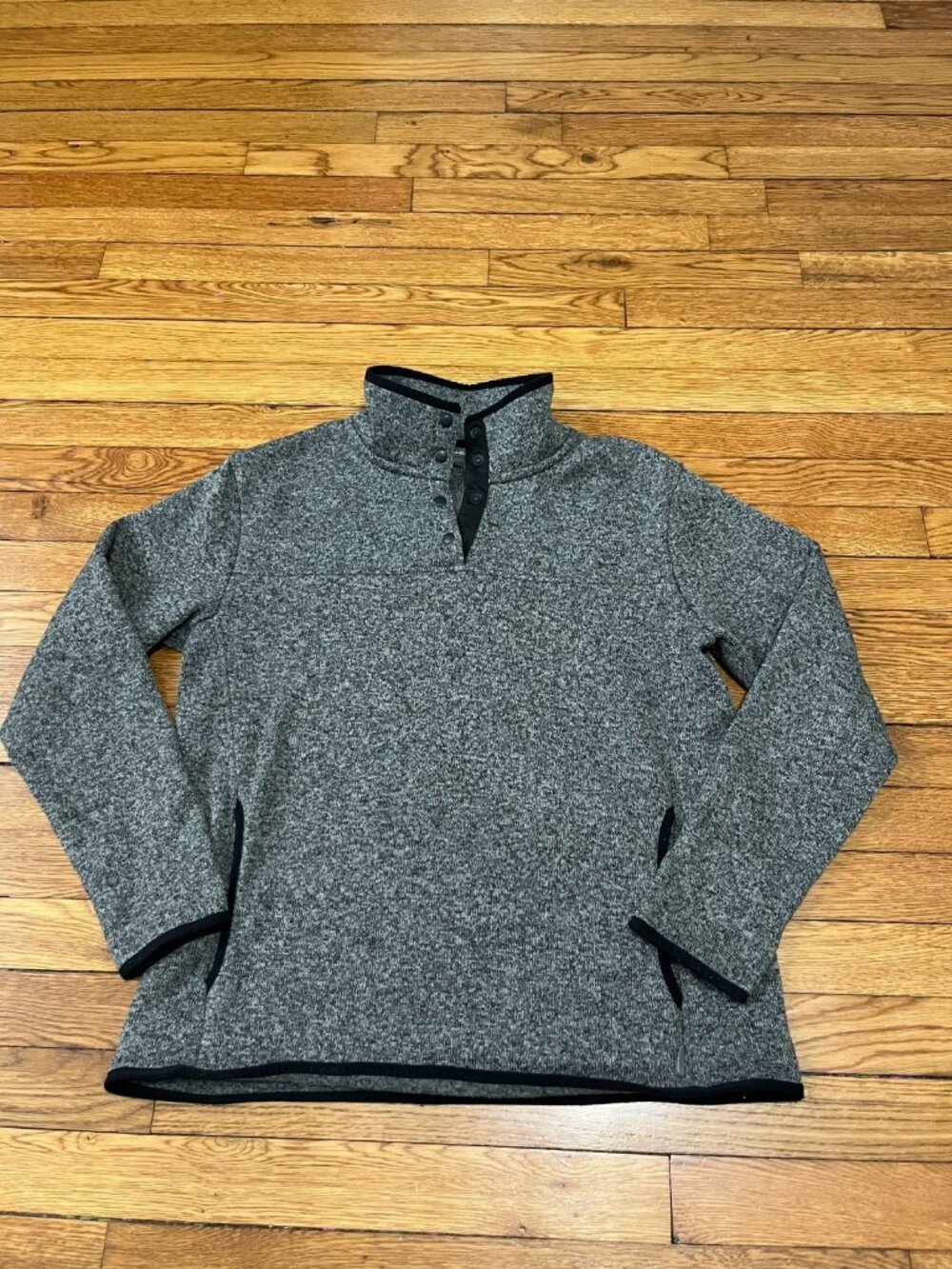 Eddie Bauer Women’s 1/4 Snap Button Pullover Fleece Jacket Gray Sweatshirt Large